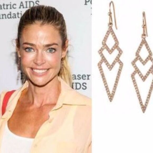 🎃 stella & dot ~ pave spear earrings rose gold ~ interlocking chevrons - Picture 6 of 9